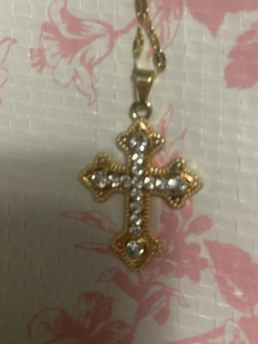 Gold-Tone Cross Necklace stainless steel new